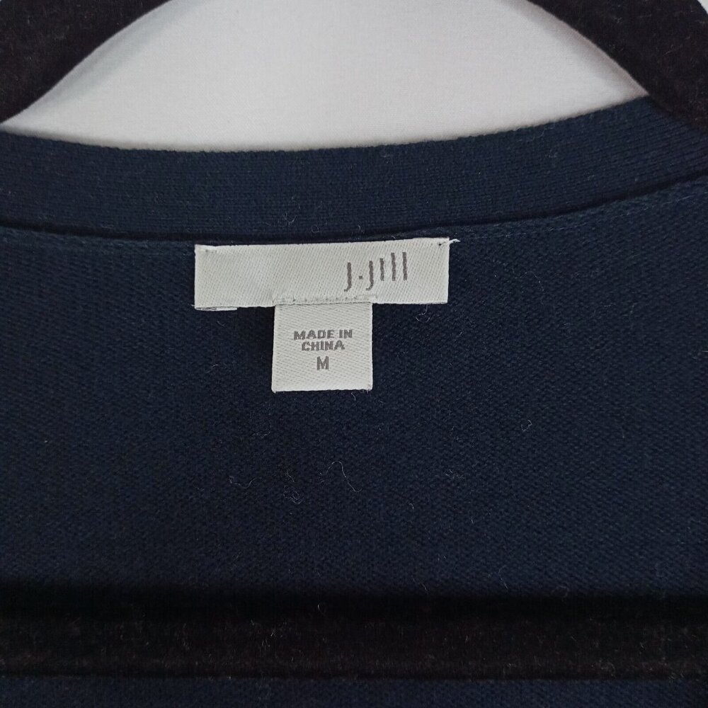*SOLD* J Jill Womens Cardigan Sweater Size M 100% Cotton Blue Duster Long Sleeve - Picture 4 of 7